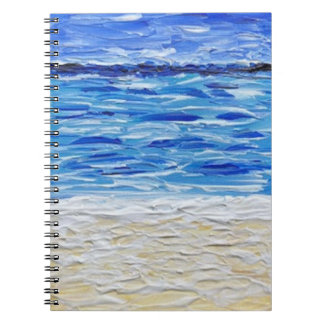 Caderno Espiral Impressão de Arte de Praia com Textura Azul