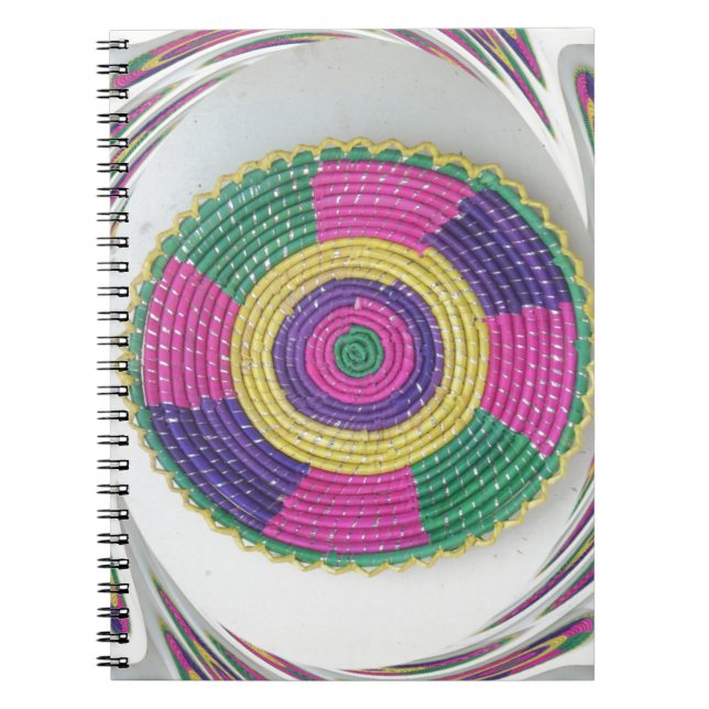 Caderno Espiral Impressão de Arte de Queimaduras Tecidas (Frente)