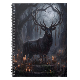 Caderno Espiral Impressão de Arte Floresta Escura Cervo Gótico
