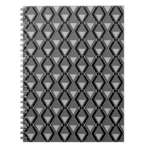 Caderno Espiral impressão de arte geométrica branca negra