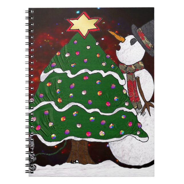 Caderno Espiral Impressão de Arte Surpresa de Árvore de Natal (Frente)