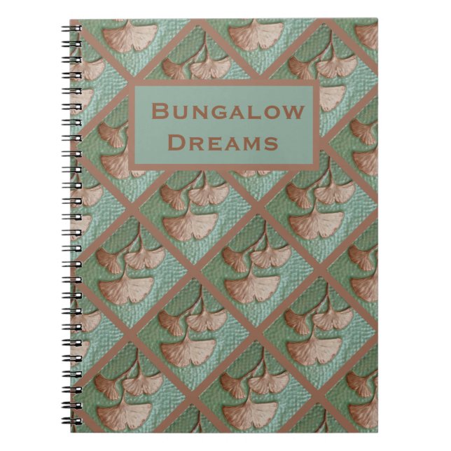 Caderno Espiral Impressão de azulejo Gingko para notebook espiral (Frente)