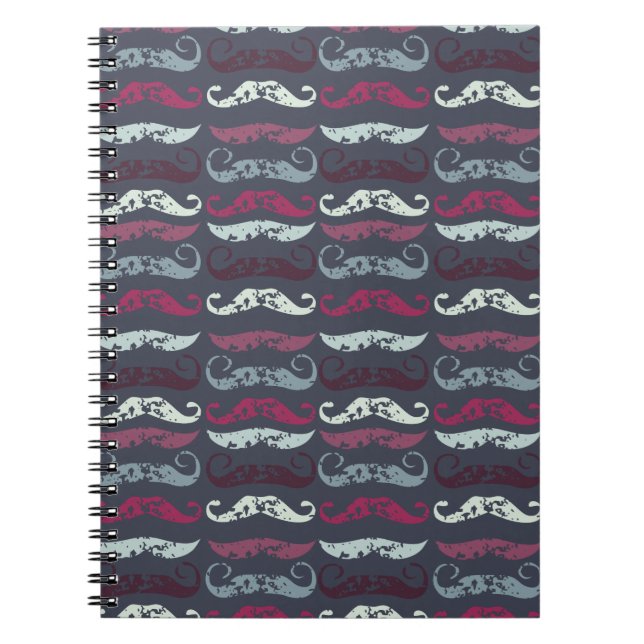 Caderno Espiral Impressão de bigode retrô desconfortável (Frente)