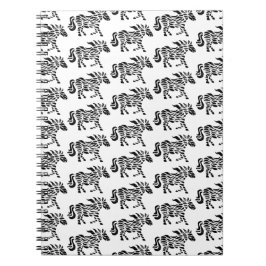 Caderno Espiral Impressão de Bloco de Madeira de Cavalo em abstrat