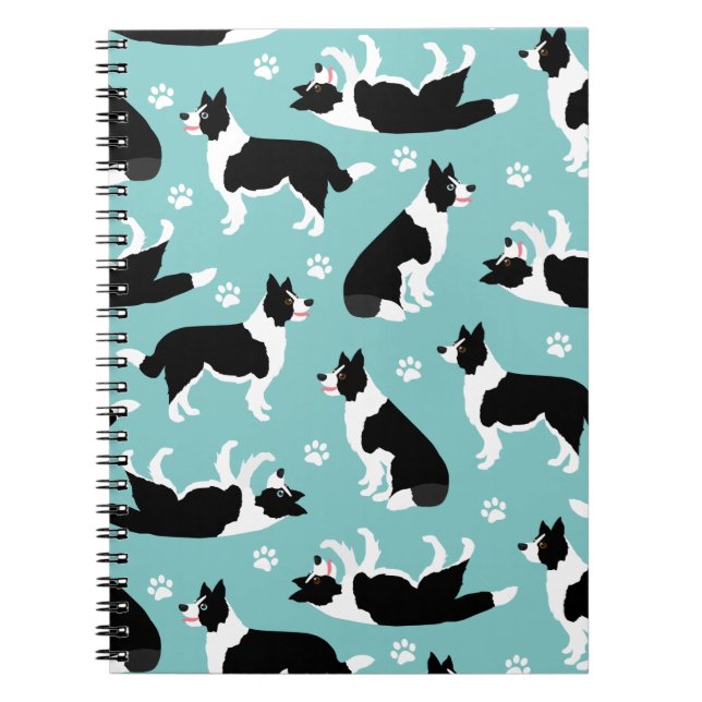 Caderno Espiral Impressão de Collie e Paw de Borda (Frente)