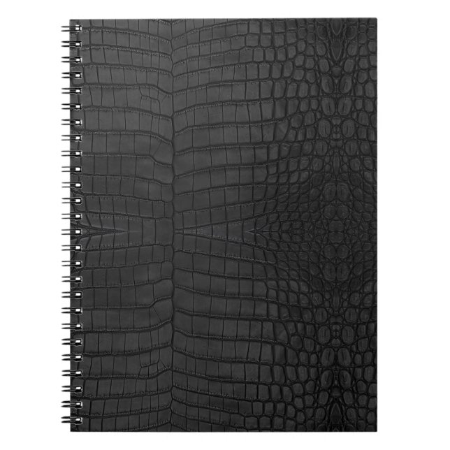 Caderno Espiral Impressão de couro crocodilo preto (Frente)