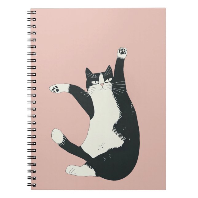 Caderno Espiral Impressão de dança de Gato Cranky | Engraçado e Qu (Frente)