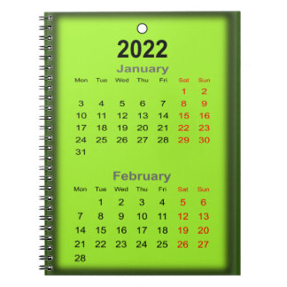 Caderno Espiral impressão de fevereiro do Calendário de 2022 em...