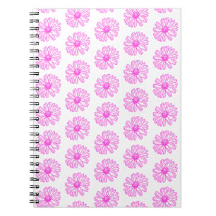 Caderno Espiral Impressão de Flor de Margarida Ultra-Rosa, Hippie