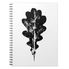 Caderno Espiral Impressão de Folha de Carvalho Preto e Branco