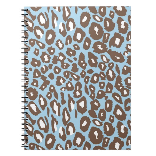 Caderno Espiral Impressão de leopardo azul e branco (Frente)