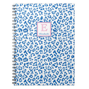 Caderno Espiral Impressão De Leopardo Azul E Branco, De Pré-Disq