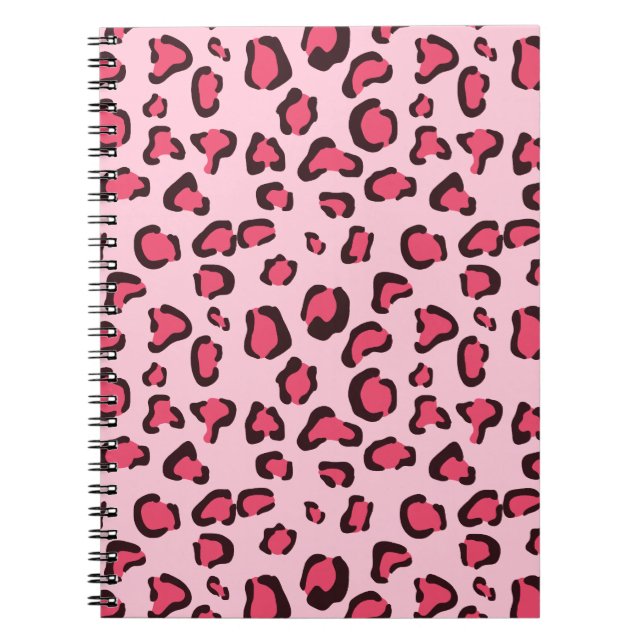Caderno Espiral Impressão de leopardo rosa falsa (Frente)