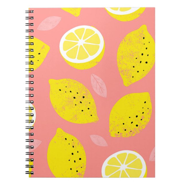 Caderno Espiral Impressão de limão, brilhante padrão de verão perf (Frente)