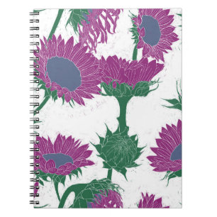 Caderno Espiral Impressão de madeira Rosa de girassol
