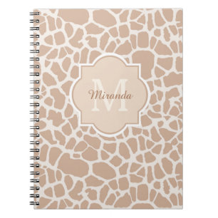Caderno Espiral Impressão de Monograma e Nome Clássico Castanho 