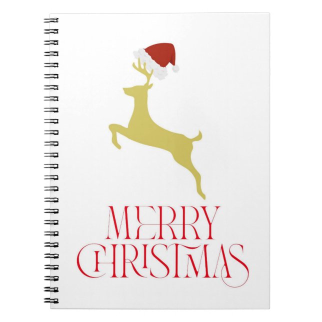 Caderno Espiral Impressão de Natal vermelha da moda  (Frente)