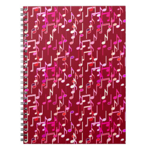 Caderno Espiral Impressão de Notas Musicais - Burgundy, multicamad