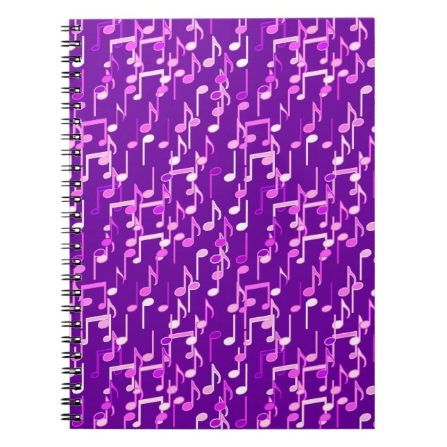 Caderno Espiral Impressão de Notas Musicais - violeta, roxo, múlti (Frente)