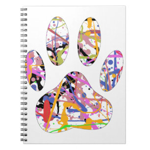 Caderno Espiral Impressão de Paint Splatter Dog Paw