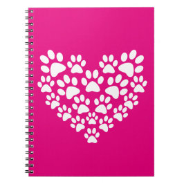 Caderno Espiral Impressão de Pata Coração Simples