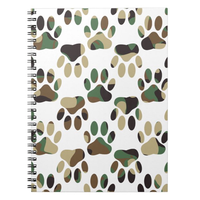 Caderno Espiral Impressão de Pata de Cachorro Padrão da Camo (Frente)