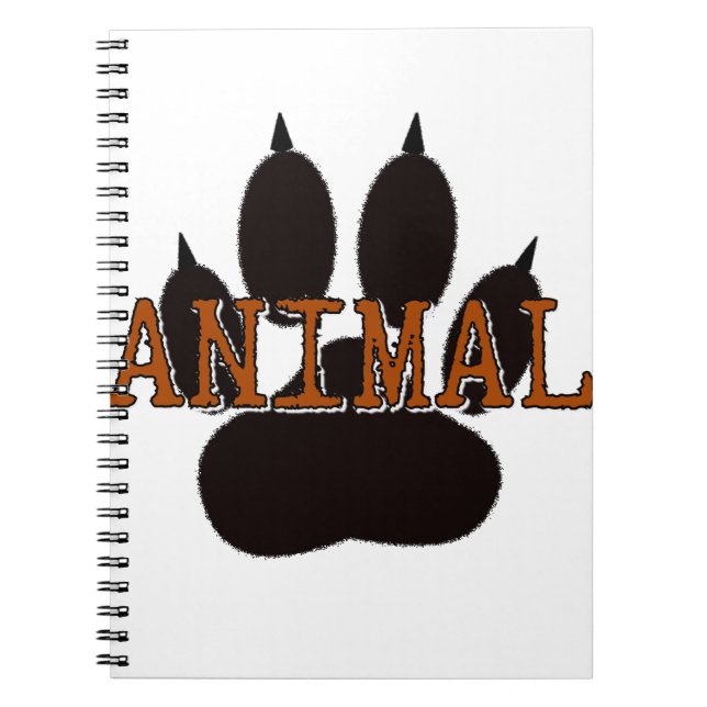 Caderno Espiral Impressão de Paw Animal Preto (Frente)