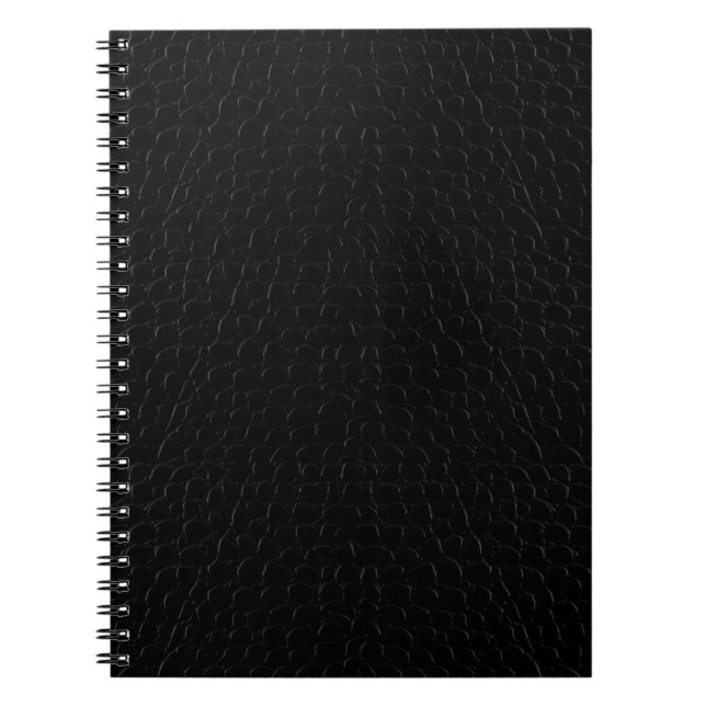 Caderno Espiral Impressão de Pele de Jacaré Preto (Frente)