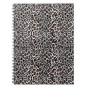 Caderno Espiral Impressão de Pele de Leopardo Branco