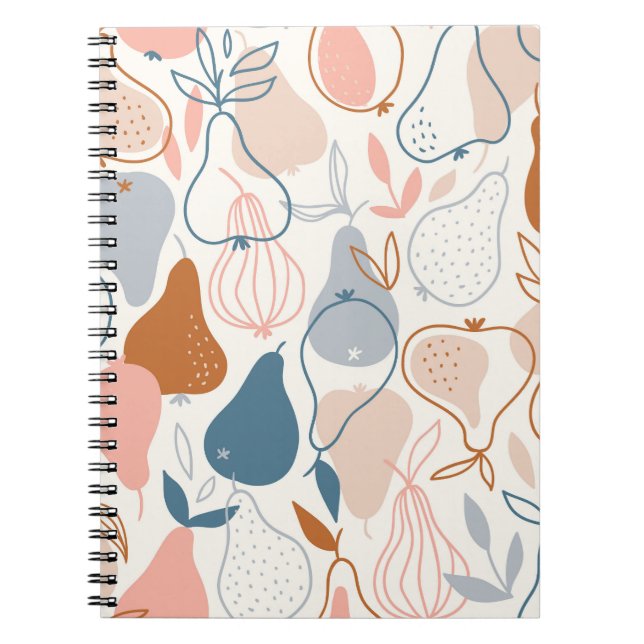 Caderno Espiral Impressão de pera escandinava: Padrão de Fruta de  (Frente)