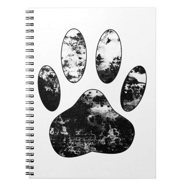 Caderno Espiral Impressão de Pista de Cachorro Preto e Branco (Frente)