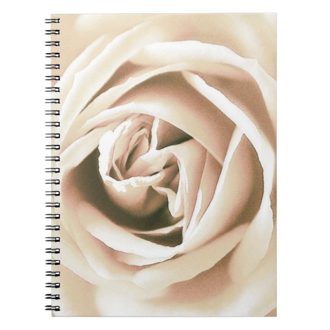 Caderno Espiral Impressão de rosa branco (Frente)