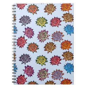 Caderno Espiral Impressão de Rosa, Padrão Floral de Estilo Moder