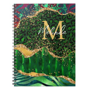 Caderno Espiral Impressão de Safári Verde em Ágata