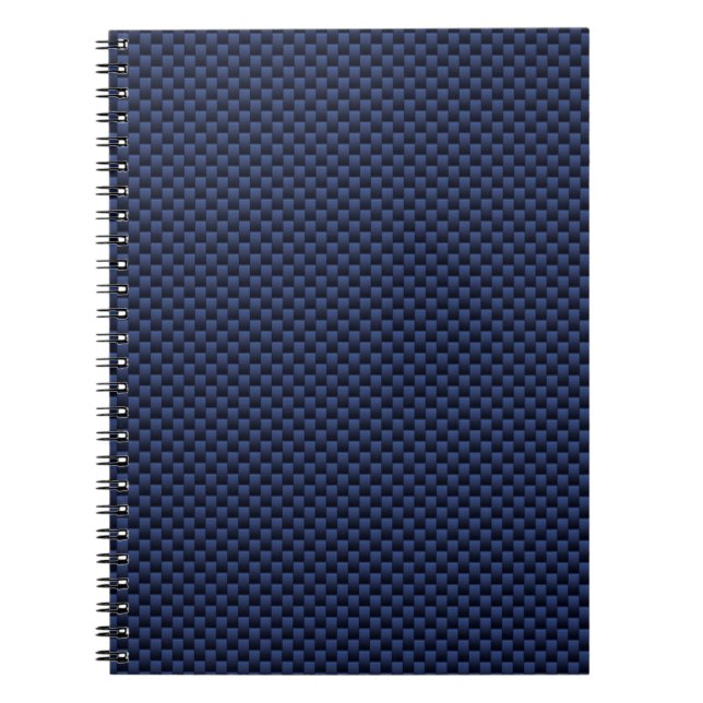 Caderno Espiral Impressão de tecelagem de fibra de carbono azul-re (Frente)