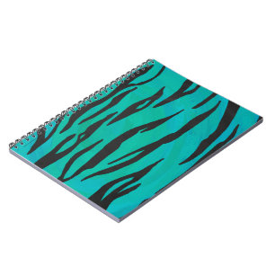 Caderno Espiral Impressão de Tiger Preto e Teal