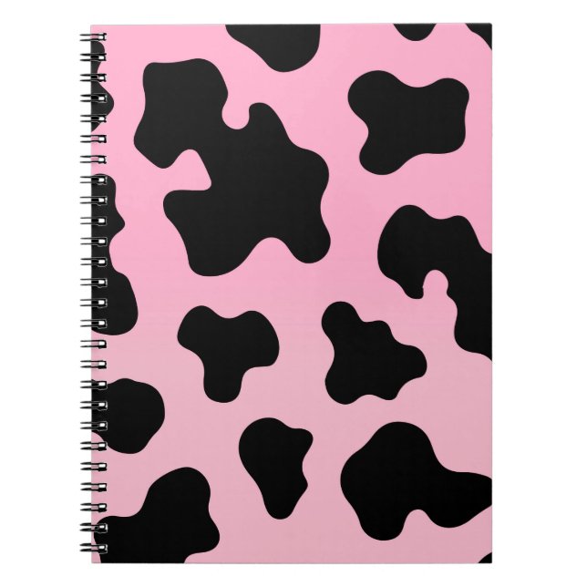 Caderno Espiral Impressão de Vaca Rosa e Negra (Frente)