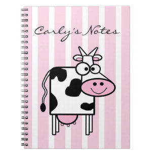 Caderno Espiral Impressão de Vaca Sorridente e Girly Animal Perso