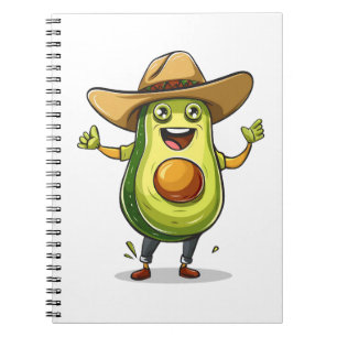 Caderno Espiral impressão de vaqueiro de abacate verde e engraçado