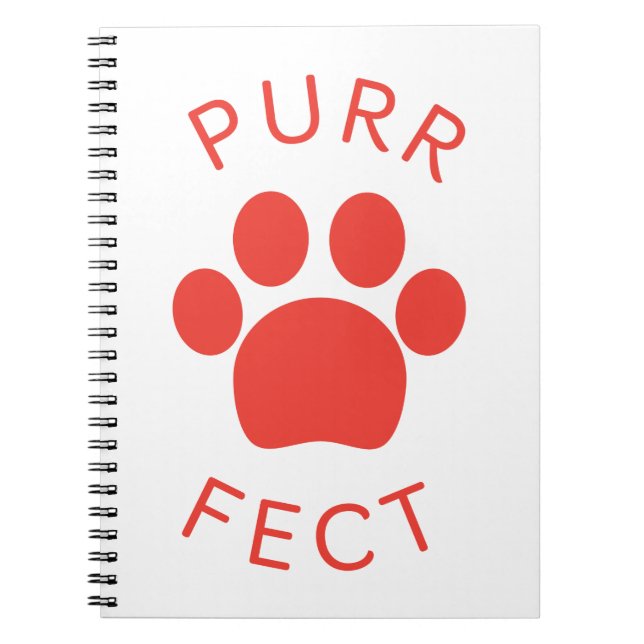 Caderno Espiral Impressão do Cat Perfect Red Purr Paw (Frente)