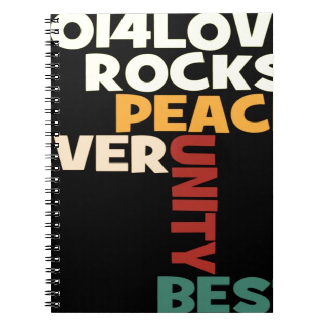 Caderno Espiral impressão do Love Rocks Peace Art de 2014 (Frente)