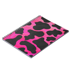 Caderno Espiral Impressão do rosa quente e do preto da vaca