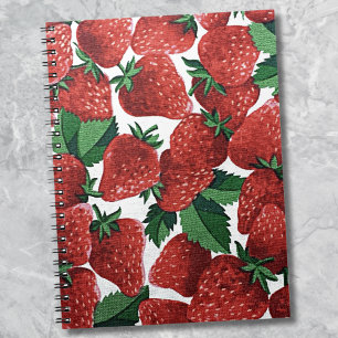 Caderno Espiral Impressão doce do tecido da morango