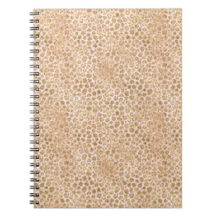 Caderno Espiral Impressão Dourada de Pêssego Leopardo com Brilho