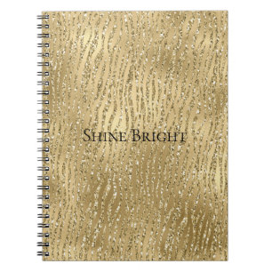 Caderno Espiral Impressão Dourada Glam Glitzy Glitter Zebra