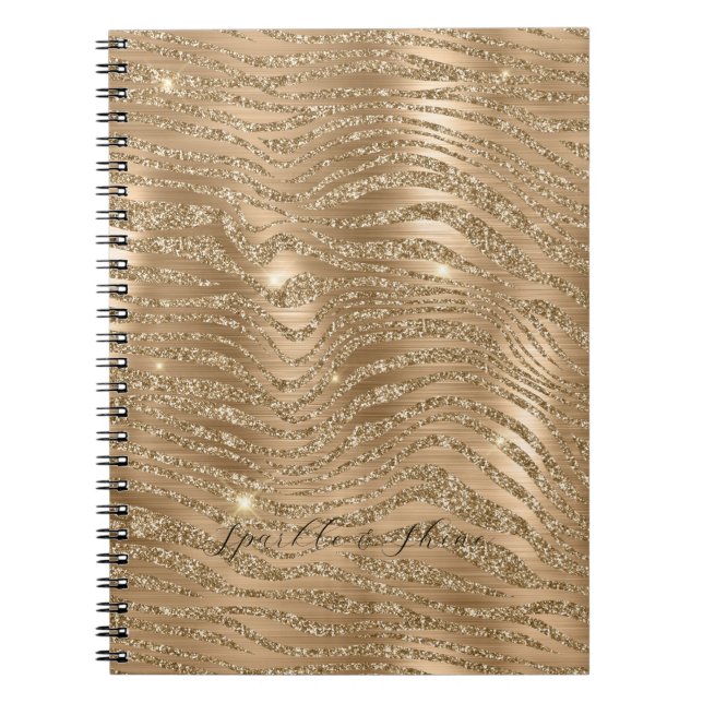 Caderno Espiral Impressão Dourada Glitzy Zebra (Frente)