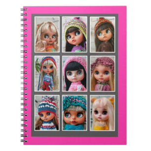 Caderno Espiral impressão em acrílico de fotos de bonecas blythe