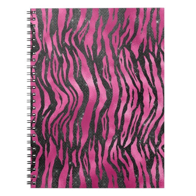 Caderno Espiral Impressão em animais, cor-de-rosa-claro e preto (Frente)