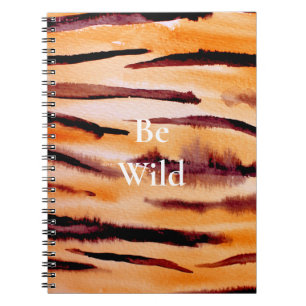 Caderno Espiral Impressão em animais laranja Black Tigre