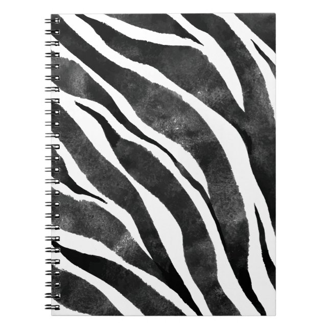 Caderno Espiral Impressão em animais zebra branca negra (Frente)